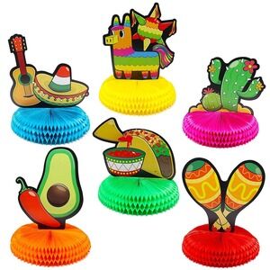 6 Pcs Cinco De Mayo Fiesta Honeycomb Table Centerpiece 8.5" Mexican Decor